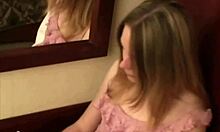 Shy virgin teen masturbates her hairless small tits pussy