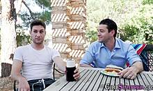 Horny teen 18+ SUCKS STEPDAD OUTDOOR, gets FACIAL CUMSHOT from UNCLE