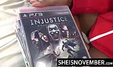 ebony babe msnovember rips anal beads out and gets cumshot facial after pov blowjob