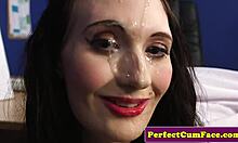 Lingeried Beauty Facialized With Huge Load