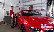 Blonde teen Allie Addison with curly hair explores free use in tight scene