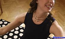 Glamcore eurobabe seduces and screws mature British couple in close-up.