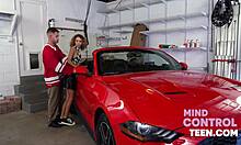 Blonde teen Allie Addison with curly hair explores free use in tight scene