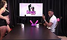 Beautiful Brazilian amateur loses jerk off game, strips shirt to reveal big tits in sheer red