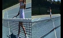 Brunette Babe Abbie Maley Public Sex On Tennis Court