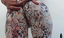 Hell Yeah, Hot Blonde Rips Leggings Over Big Butt and Pussy!