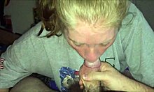 blonde amateur performing oral and swallowing in homemade scene
