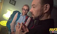 Fake Hostel Halloween Special - Horny Teen With Small Tits Rides Older Man's Huge Cock.