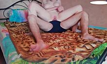 Cute blonde gets hard fucked after lube, then cum in mouth