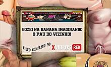 Cum on Banana While Fantasizing About Neighbor's Hard Cock in Brazil