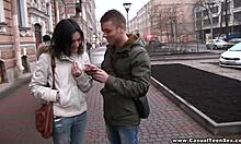 Casual teen enjoys relaxed sex with partner on the floor