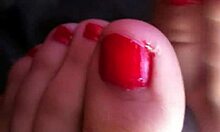 Watch your friend give a footjob in the car? Cum all over her feet!