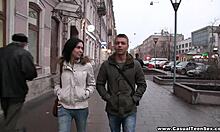 Casual teen enjoys relaxed sex with partner on the floor