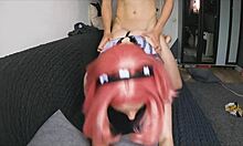 My neighbor dressed as a maid and got intensely fucked with deepthroat.