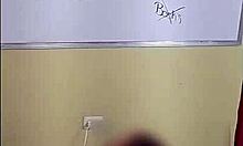 English teacher teaches lesson intimately