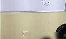 English teacher teaches lesson intimately