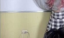 English teacher teaches lesson intimately