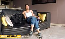 Latina lingerie model’s tight pussy slammed by huge cock at casting