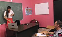 Naughty teacher Sofie Marie seduces young student to fuck her