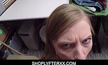 Hot petite teen shoplifter Ava Parker caught stealing, blows the officer 😏