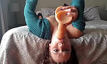 whoa, upside down dildo gag deepthroat is wild 😱