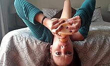 whoa, upside down dildo gag deepthroat is wild 😱