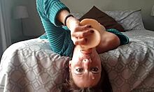 whoa, upside down dildo gag deepthroat is wild 😱