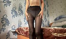 Step sister masturbates in sheer pantyhose