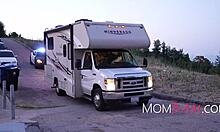 Stepmom and stepsis escape cops with taboo office fun