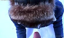 I give a sexy slut a deepthroat blowjob in public and cum in her mouth, throbbing creampie close up