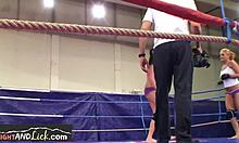 Lesbian Euro Chicks Wrestle Intensely In Boxing Ring With Close-Up Catfight