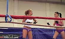 Lesbian Euro Chicks Wrestle Intensely In Boxing Ring With Close-Up Catfight