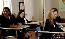 Slutty stepsister rides cock