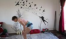 Girlfriend's femdom yoga lesson reveals shaved pussy and big ass fetish