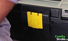 Blonde stepcousin gets intensely fucked in the kitchen.