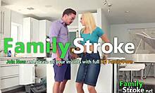 Blonde stepcousin gets intensely fucked in the kitchen.