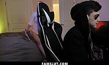 stepbrother fucks his gamer stepsister while she's playing