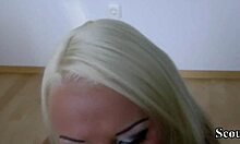 german teen 18+ cora gives perfect handjob using toy pussy in session