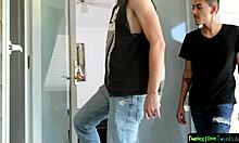 Cock-loving twink gets spitroasted.