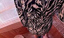 huge tits babe gives blowjob and rough sex to stranger at the party with close-up.