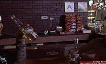 Slender vixen with a pierced intimate area found at a pub