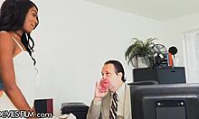 Sexy new model fucks agent during interview with tight tits cunilingus monster cock