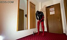 Red latex gloves that are never without a lover's touch.