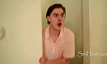 A tiny 18+ wild girl and perfect ebony tits save a couch humper in lesbian group