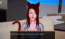 Redhead teen with small tits and big ass in family scene