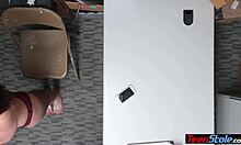 stunning thief caught at work, analized by lp officer in office