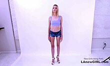 Two Blonde Teens Turn Lesbian During a Hot Photoshoot Session on the Sofa