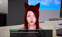 Redhead teen with small tits and big ass in family scene