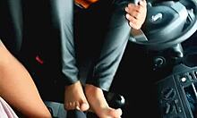 Taxi girl sucks me for a foot massage!