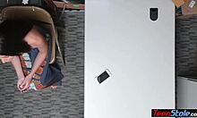 stunning thief caught at work, analized by lp officer in office